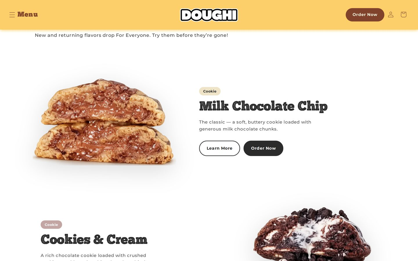 Doughi Cookies UK live website screenshot — Built by Devsynx