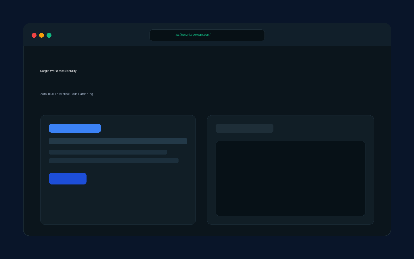 Google Workspace Security live website screenshot — Built by Devsynx